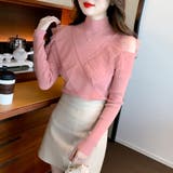 フリルレースハイネックニット 肩開きニット ニットセーター | COCOMOMO | 詳細画像3 