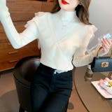 フリルレースハイネックニット 肩開きニット ニットセーター | COCOMOMO | 詳細画像7 