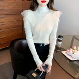 フリルレースハイネックニット 肩開きニット ニットセーター | COCOMOMO | 詳細画像9 