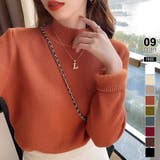 オレンジ.ピンク | 裏起毛 ハイネックニット ふわもちニット | COCOMOMO