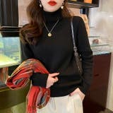 ブラック | ヤク風タートルネックニット 裏起毛ニット セーター | COCOMOMO