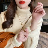 ベージュ | ヤク風タートルネックニット 裏起毛ニット セーター | COCOMOMO