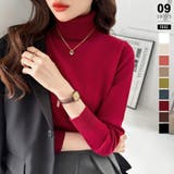 ワイン | タートルネック ニット きれいめニットトップス | COCOMOMO