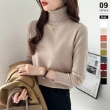 ライトブラウン | タートルネック ニット きれいめニットトップス | COCOMOMO