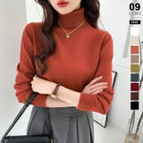 オレンジ・ピンク | タートルネック ニット きれいめニットトップス | COCOMOMO