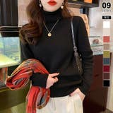 ブラック | 裏起毛 タートルネック ふわもちニット | COCOMOMO