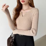 もっちりやわらかヤク風ニット キーネックニット リブニット | COCOMOMO | 詳細画像12