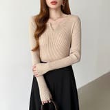 もっちりやわらかヤク風ニット キーネックニット リブニット | COCOMOMO | 詳細画像13