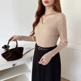 もっちりやわらかヤク風ニット キーネックニット リブニット | COCOMOMO | 詳細画像17