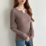 もっちりやわらかヤク風ニット キーネックニット リブニット | COCOMOMO | 詳細画像2