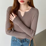 もっちりやわらかヤク風ニット キーネックニット リブニット | COCOMOMO | 詳細画像3