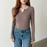 もっちりやわらかヤク風ニット キーネックニット リブニット | COCOMOMO | 詳細画像4