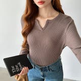 もっちりやわらかヤク風ニット キーネックニット リブニット | COCOMOMO | 詳細画像5