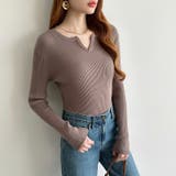 もっちりやわらかヤク風ニット キーネックニット リブニット | COCOMOMO | 詳細画像7