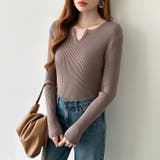 もっちりやわらかヤク風ニット キーネックニット リブニット | COCOMOMO | 詳細画像8