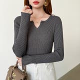 もっちりやわらかヤク風ニット キーネックニット リブニット | COCOMOMO | 詳細画像30