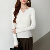 もっちりやわらかヤク風ニット キーネックニット リブニット | COCOMOMO | 詳細画像35