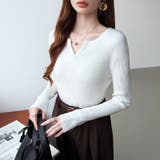 もっちりやわらかヤク風ニット キーネックニット リブニット | COCOMOMO | 詳細画像41