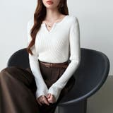 もっちりやわらかヤク風ニット キーネックニット リブニット | COCOMOMO | 詳細画像42