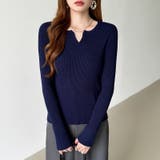 もっちりやわらかヤク風ニット キーネックニット リブニット | COCOMOMO | 詳細画像43