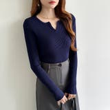 もっちりやわらかヤク風ニット キーネックニット リブニット | COCOMOMO | 詳細画像46