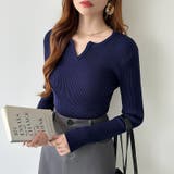 もっちりやわらかヤク風ニット キーネックニット リブニット | COCOMOMO | 詳細画像47