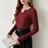 もっちりやわらかヤク風ニット キーネックニット リブニット | COCOMOMO | 詳細画像52