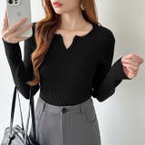 もっちりやわらかヤク風ニット キーネックニット リブニット | COCOMOMO | 詳細画像53