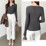 もっちりやわらかヤク風ニット キーネックニット リブニット | COCOMOMO | 詳細画像31