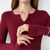 【新色登場】もっちりやわらかヤク風ニット キーネックニット リブニット | COCOMOMO | 詳細画像70