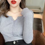 ヤク風柔らかいニット 長袖ニット リブニット | COCOMOMO | 詳細画像2 