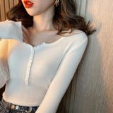 ヤク風柔らかいニット 長袖ニット リブニット | COCOMOMO | 詳細画像9 