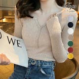 ライトブラウン | ヤク風柔らかいニット 長袖ニット リブニット | COCOMOMO