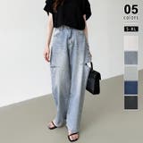 ブルー | デニムパンツ サイドカットパンツ ダメージデニム | COCOMOMO