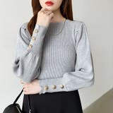 新色登場！大人きれいめニット 金ボタンパフスリーブニット パワショル | COCOMOMO | 詳細画像52 