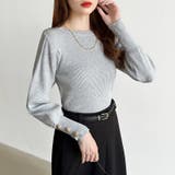 新色登場！大人きれいめニット 金ボタンパフスリーブニット パワショル | COCOMOMO | 詳細画像56 