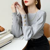 新色登場！大人きれいめニット 金ボタンパフスリーブニット パワショル | COCOMOMO | 詳細画像57 