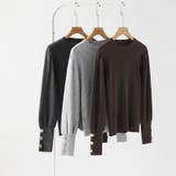 新色登場！大人きれいめニット 金ボタンパフスリーブニット パワショル | COCOMOMO | 詳細画像73 