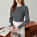 新色登場！大人きれいめニット 金ボタンパフスリーブニット パワショル | COCOMOMO | 詳細画像65 