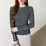 新色登場！大人きれいめニット 金ボタンパフスリーブニット パワショル | COCOMOMO | 詳細画像60 