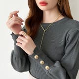 新色登場！大人きれいめニット 金ボタンパフスリーブニット パワショル | COCOMOMO | 詳細画像62 