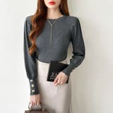 新色登場！大人きれいめニット 金ボタンパフスリーブニット パワショル | COCOMOMO | 詳細画像64 