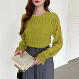 【2026SS新色登場】薄手風コーデが楽しめる シャーリングブラウス シアーブラ… | COCOMOMO | 詳細画像34 