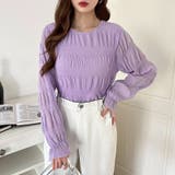 【2026SS新色登場】薄手風コーデが楽しめる シャーリングブラウス シアーブラ… | COCOMOMO | 詳細画像44 