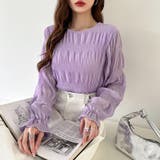 【2026SS新色登場】薄手風コーデが楽しめる シャーリングブラウス シアーブラ… | COCOMOMO | 詳細画像46 