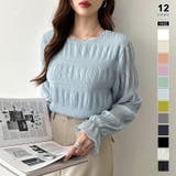 スカイブルー | 【2026SS新色登場】薄手風コーデが楽しめる シャーリングブラウス シアーブラ… | COCOMOMO