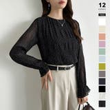 ブラック・ドット柄 | 【2026SS新色登場】薄手風コーデが楽しめる シャーリングブラウス シアーブラ… | COCOMOMO