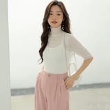 シアートップス 五分袖 フリルハイネック | COCOMOMO | 詳細画像1