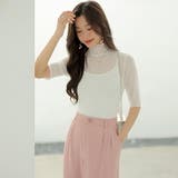 シアートップス 五分袖 フリルハイネック | COCOMOMO | 詳細画像3