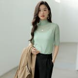 シアートップス 五分袖 フリルハイネック | COCOMOMO | 詳細画像4